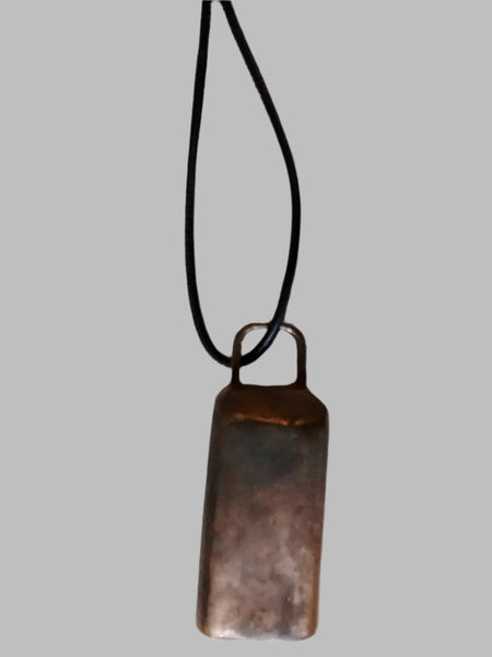 DESIGNS BY SONIA, ANTIQUE BRASS LONG RECTANGLE SHAPE, WITH BLACK LEATHER