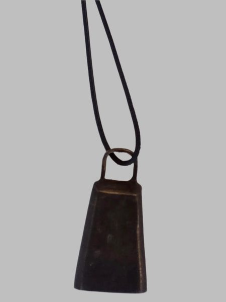 DESIGNS BY SONIA, ANTIQUE BRASS LONG "V" SHAPE, WITH BLACK LEATHER