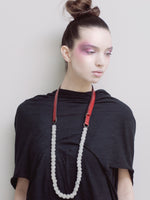 DESIGNS BY SONIA, BLACK LUXURY ITALIAN LEATHER, AND OLD BEADS, ADJUSTABLE NECKLACE